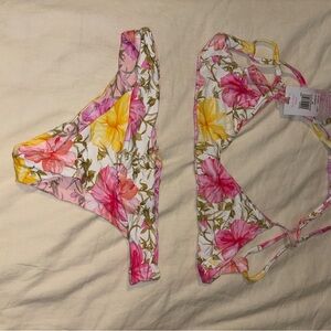 LoveShackFancy x Hurley Floral Bikini Set - Pink, Yellow, Green (reversible)